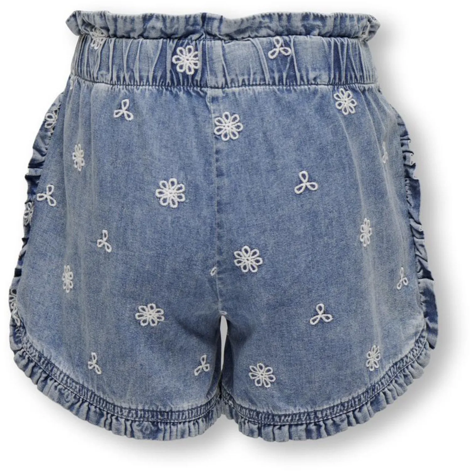 kids ONLY Medium Blue Denim Dandy Embroidery Frill Denim Shorts