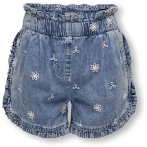 kids ONLY Medium Blue Denim Dandy Embroidery Frill Denim Shorts