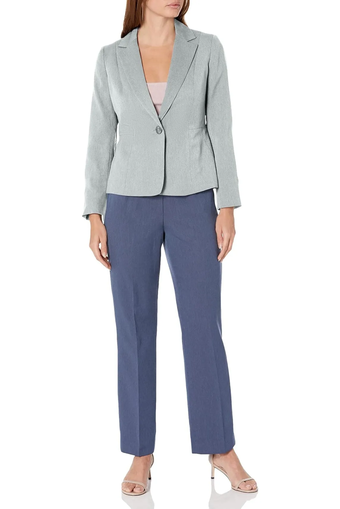 Le Suit Crepe One Button Notch Collar Pant Suit