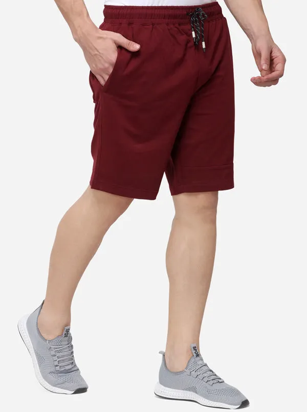 Maroon Solid Regular Fit Shorts | JadeBlue