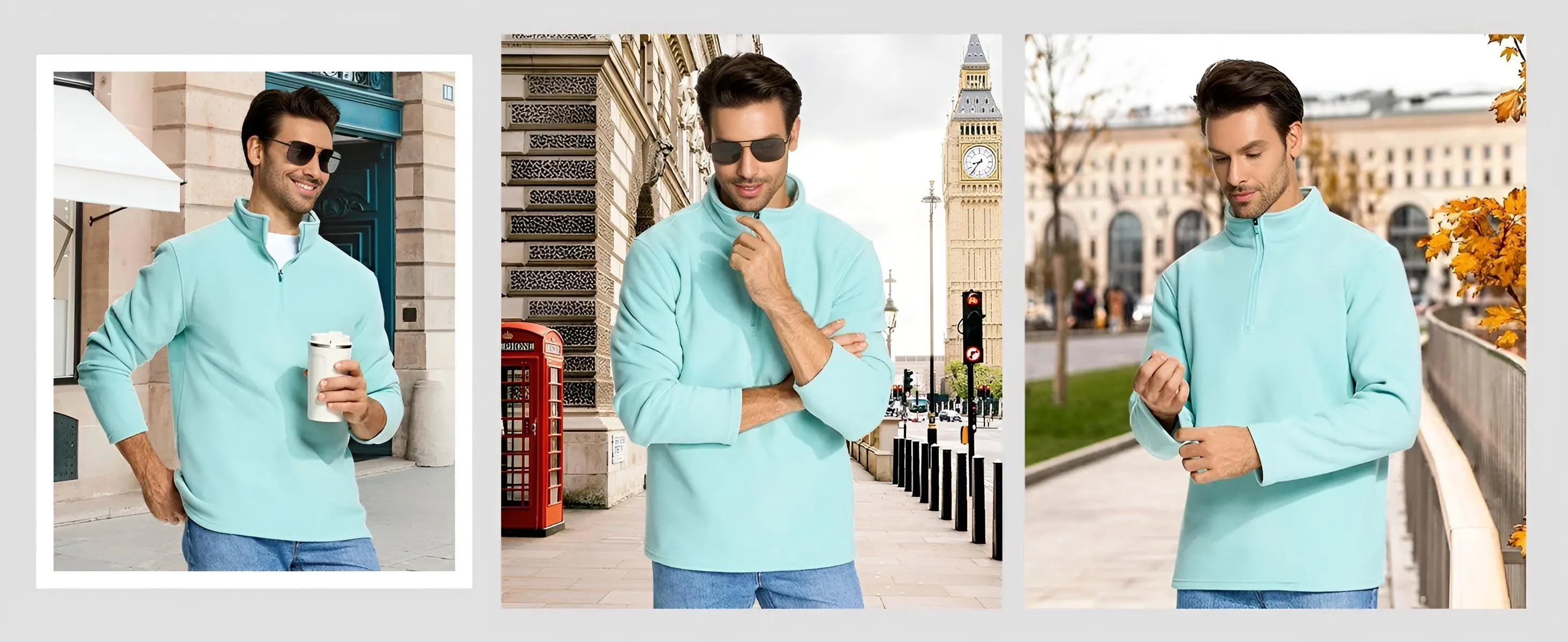 Men's Quarter Zip Pullovers Fleece Sweatshirts - In 16 Colors!