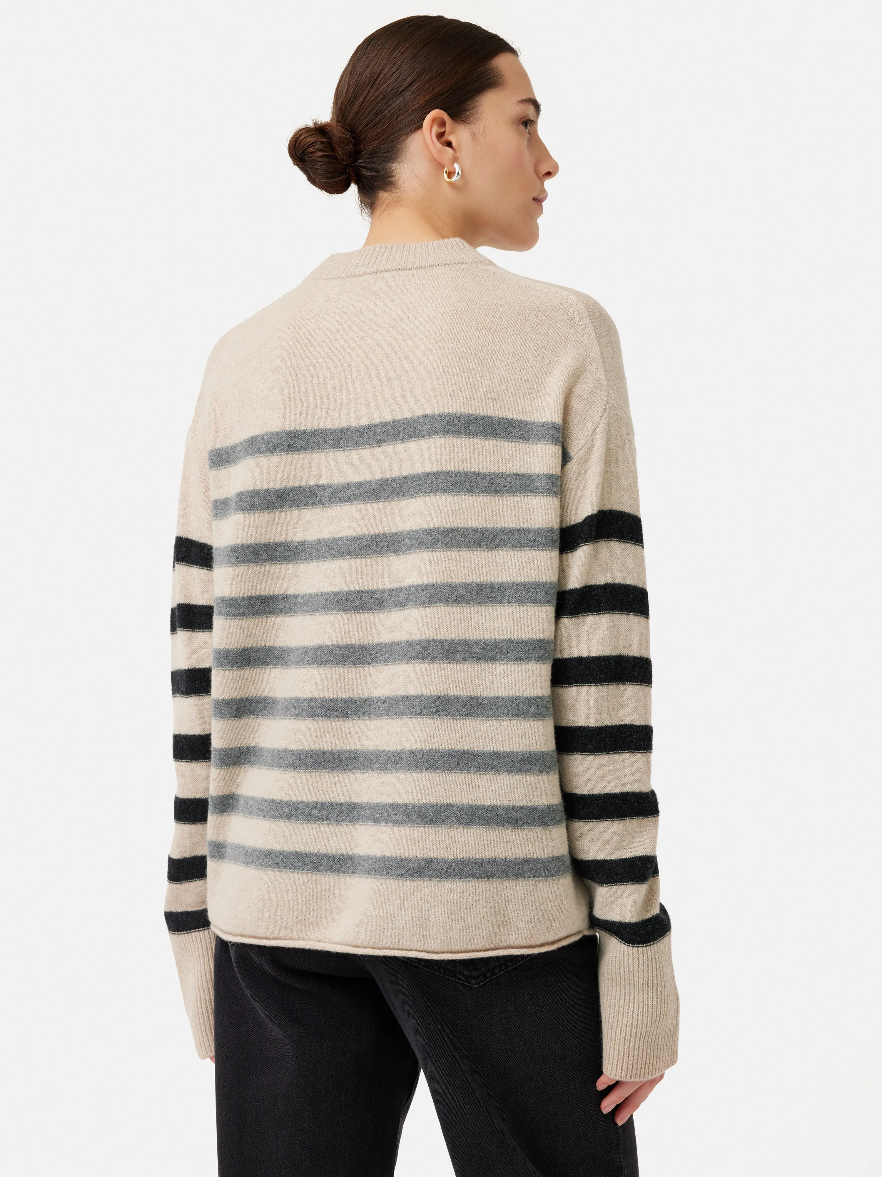 Merino Cashmere Stripe Jumper | Neutral