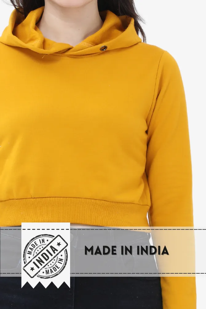 Mustard Yellow Crop Hoodie for women