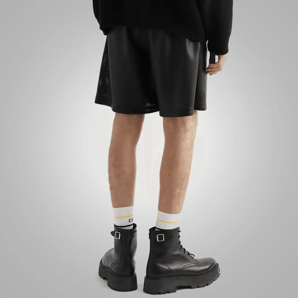 New Black Leather Shorts For Men