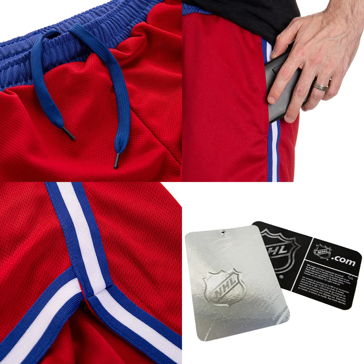 New York Rangers Men's 2 Tone Air Mesh Shorts Lined with Pockets