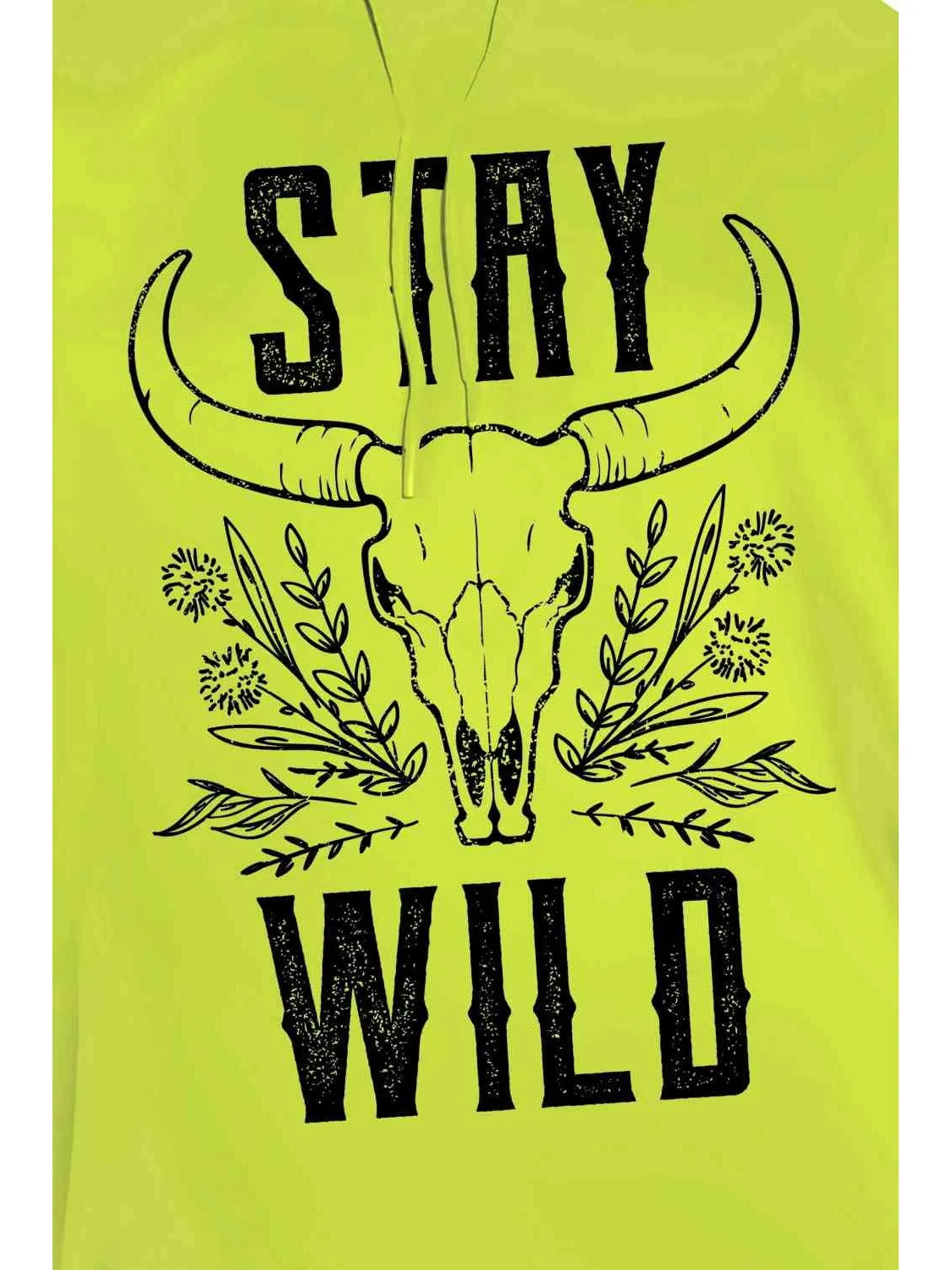 NicholesGifts Women Simply Love Full Size Stay Wild Graphic Lime Colored Hoodie