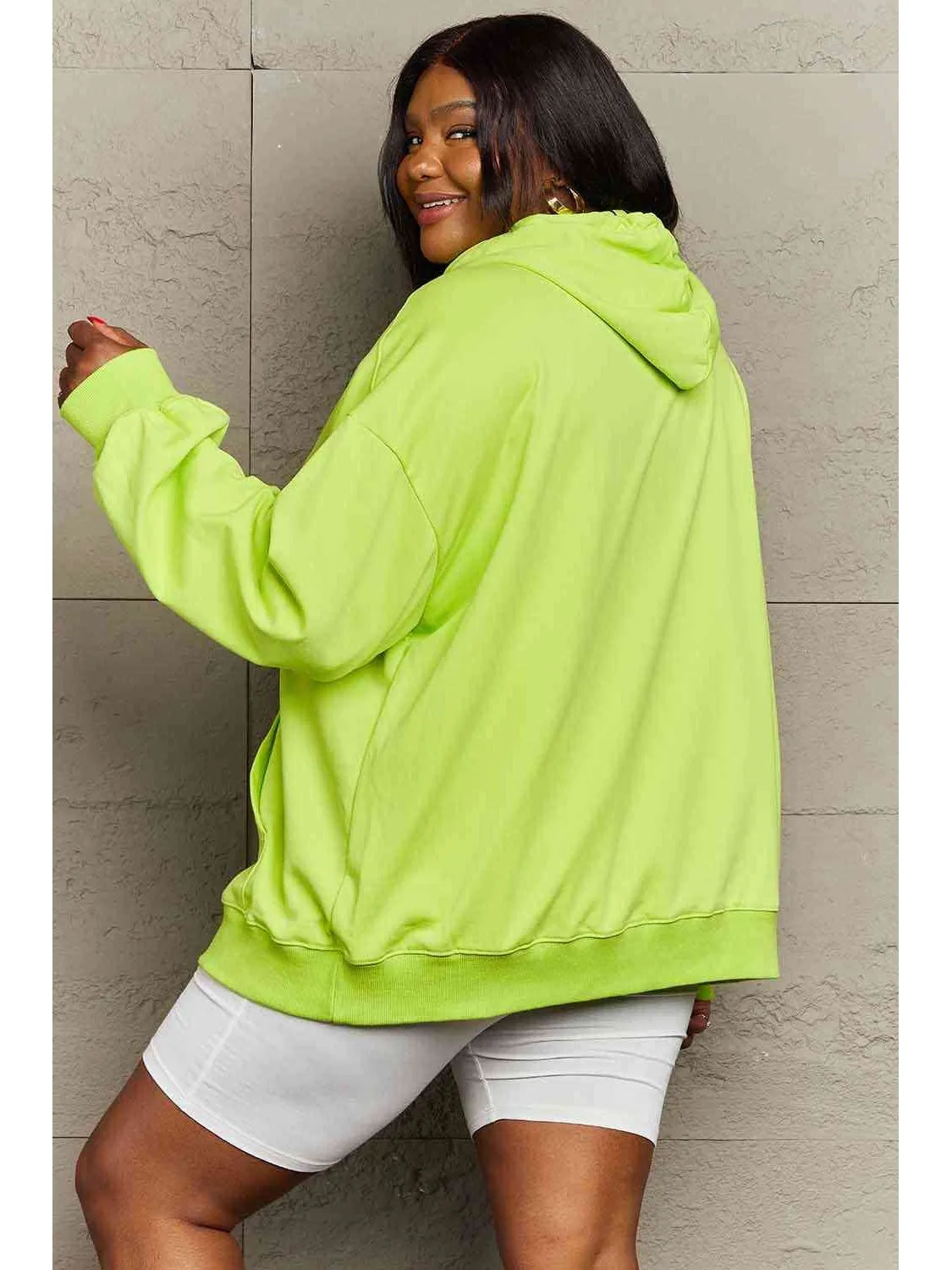 NicholesGifts Women Simply Love Full Size Stay Wild Graphic Lime Colored Hoodie