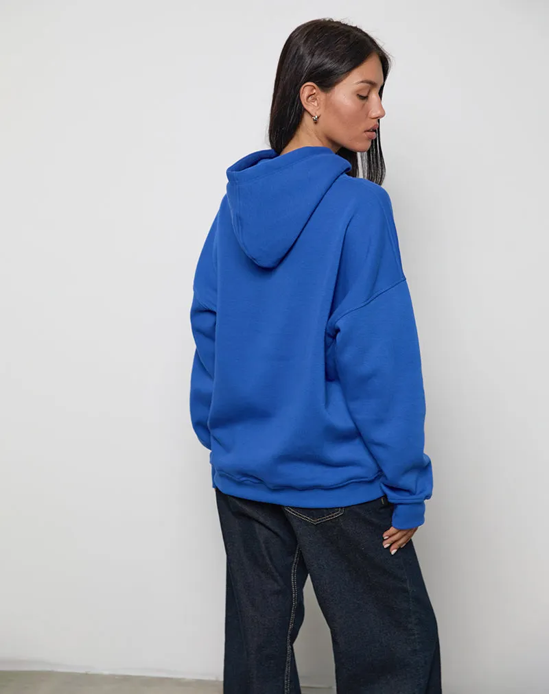 Oversized Hoodie in Cobalt Blue with Cool Girl Graphic