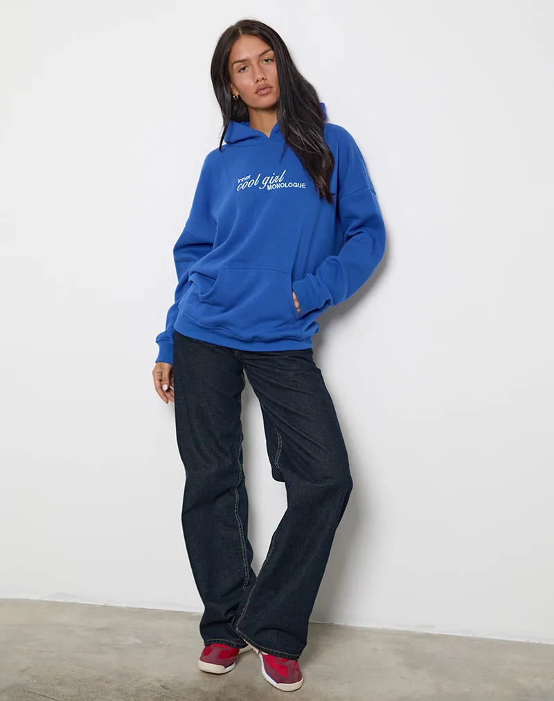 Oversized Hoodie in Cobalt Blue with Cool Girl Graphic