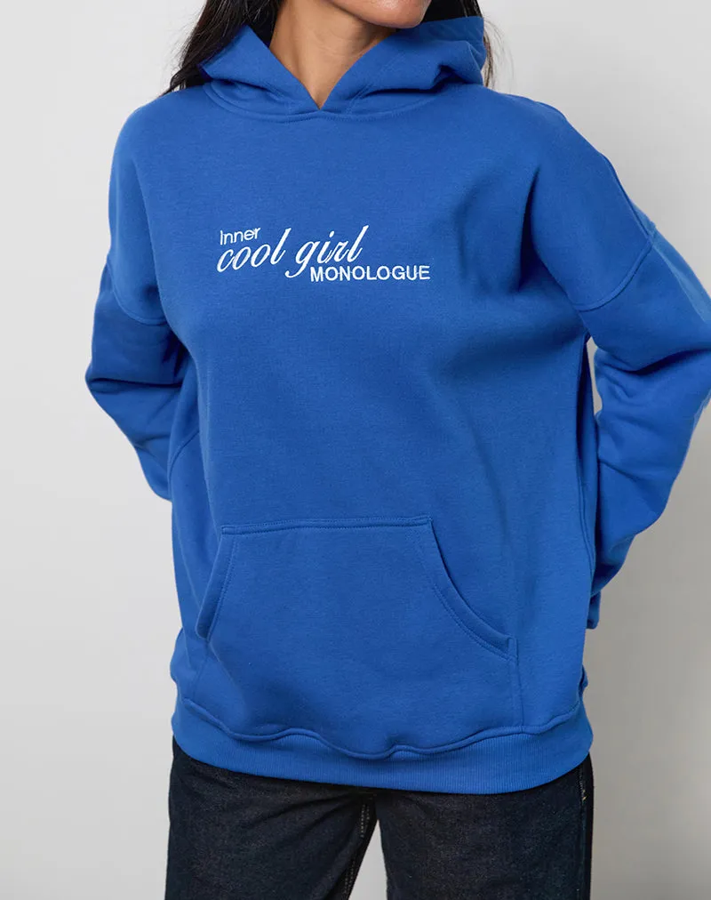 Oversized Hoodie in Cobalt Blue with Cool Girl Graphic