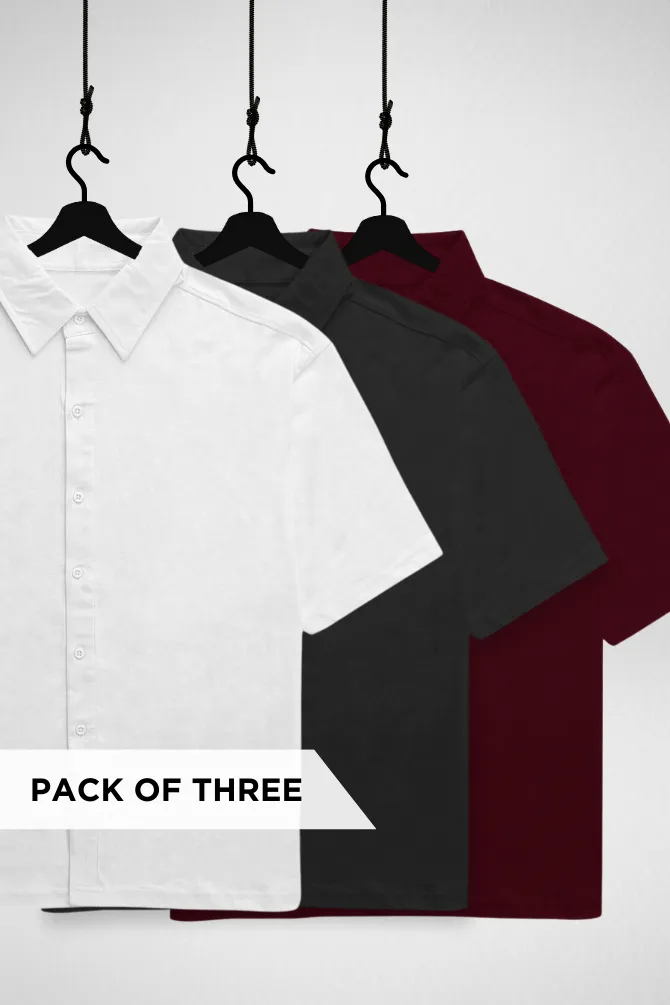 Pack of 3 Oversized Shirts White, Black and Maroon