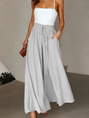 Plus Size Elegant Wide Leg TieFront Pants