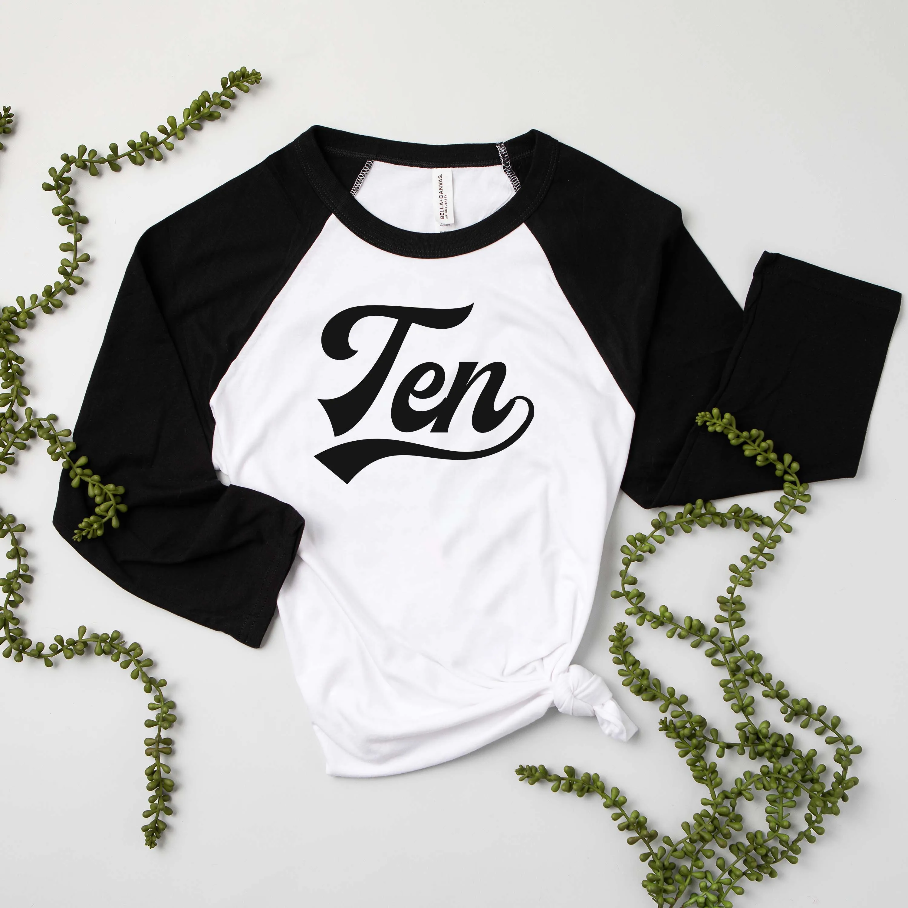 "Ten" 10th Birthday Baseball Raglan