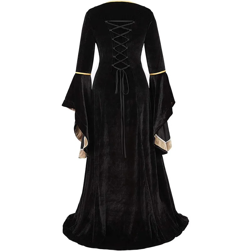 Renaissance Halloween Costume Women Medieval Dress Velvet Queen Dresses