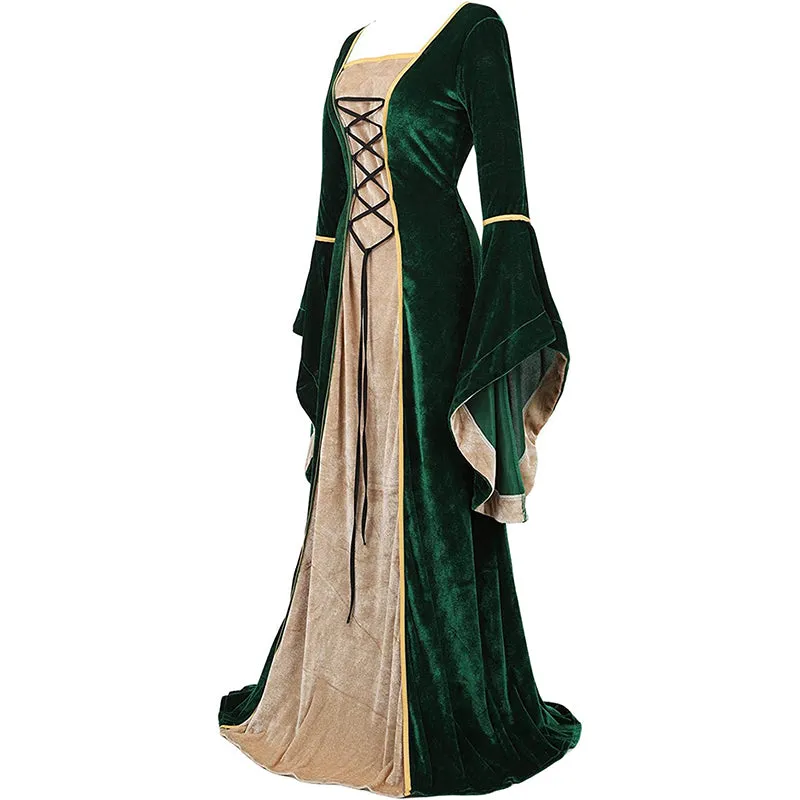 Renaissance Halloween Costume Women Medieval Dress Velvet Queen Dresses