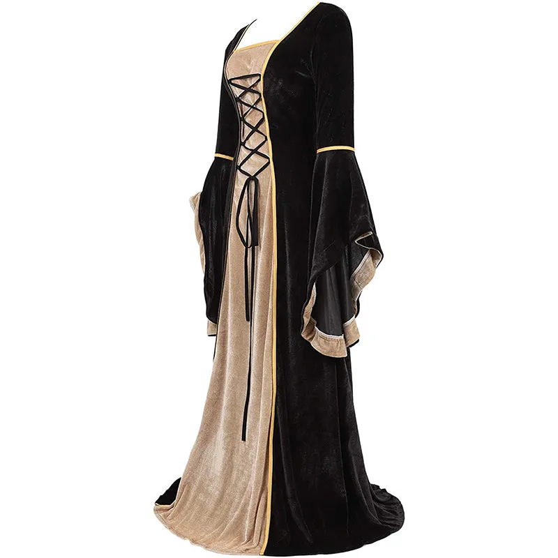 Renaissance Halloween Costume Women Medieval Dress Velvet Queen Dresses