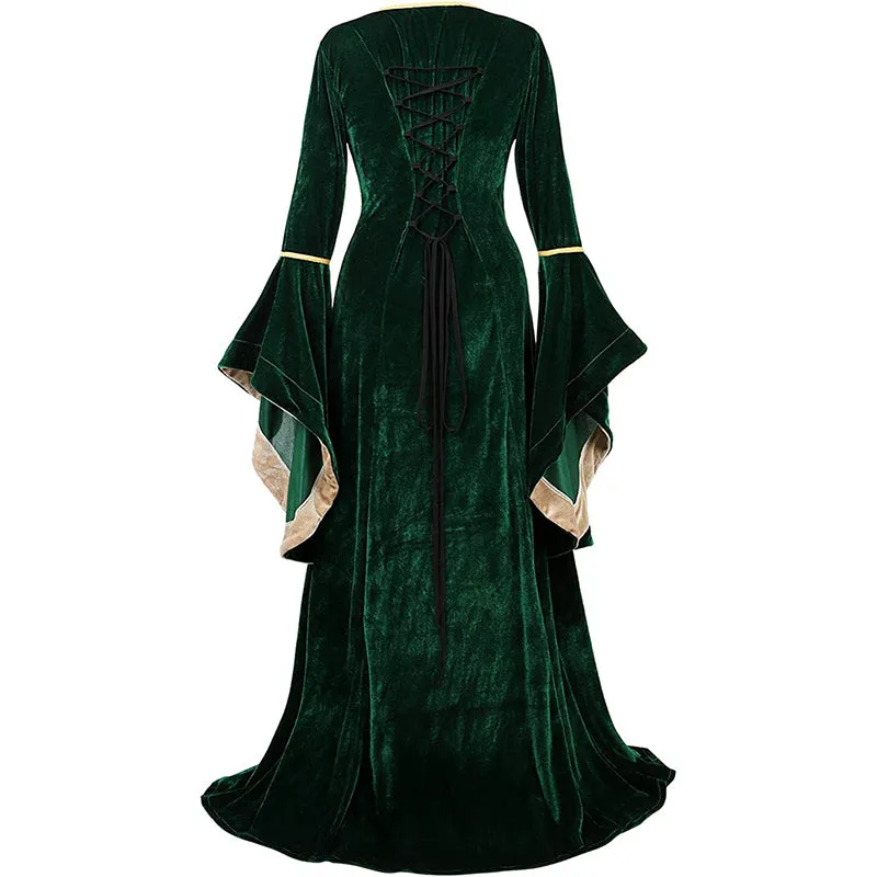 Renaissance Halloween Costume Women Medieval Dress Velvet Queen Dresses