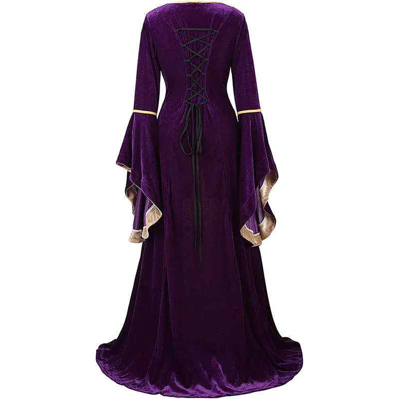 Renaissance Halloween Costume Women Medieval Dress Velvet Queen Dresses