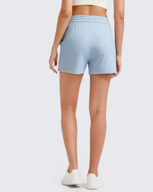 Ribbed Mid-Rise Drawstring Shorts