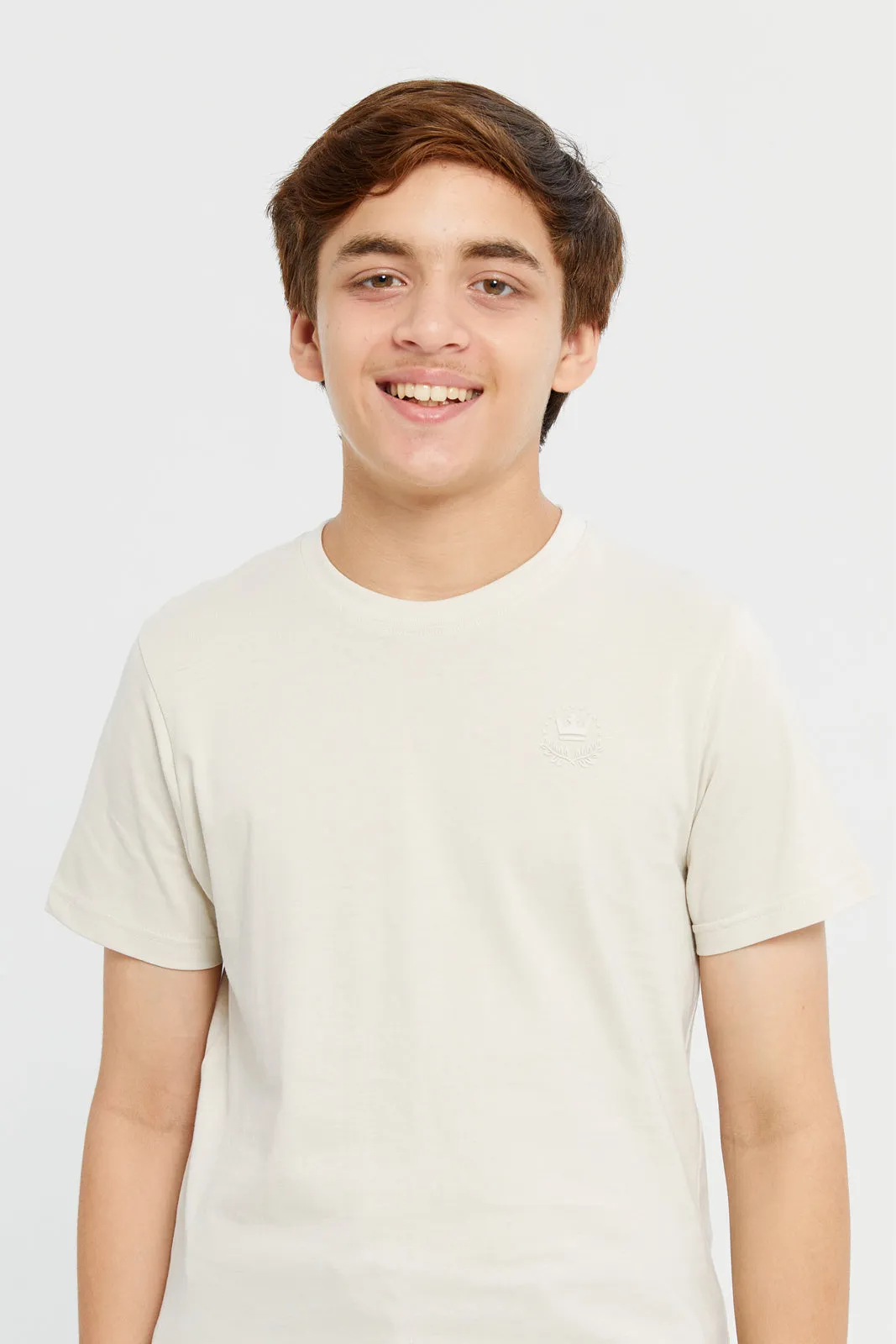 Senior Boys Beige And Olive T-Shirt Set (Pack Of 2)