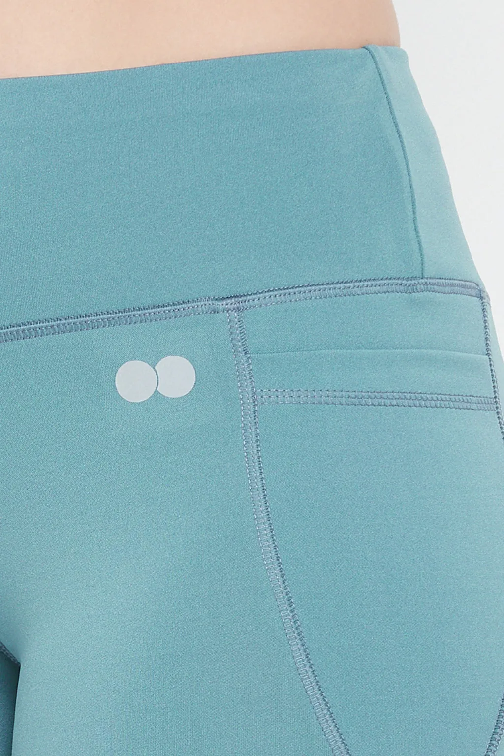 Sky Blue Polyamide Flared Yoga Pants With Side Pockets