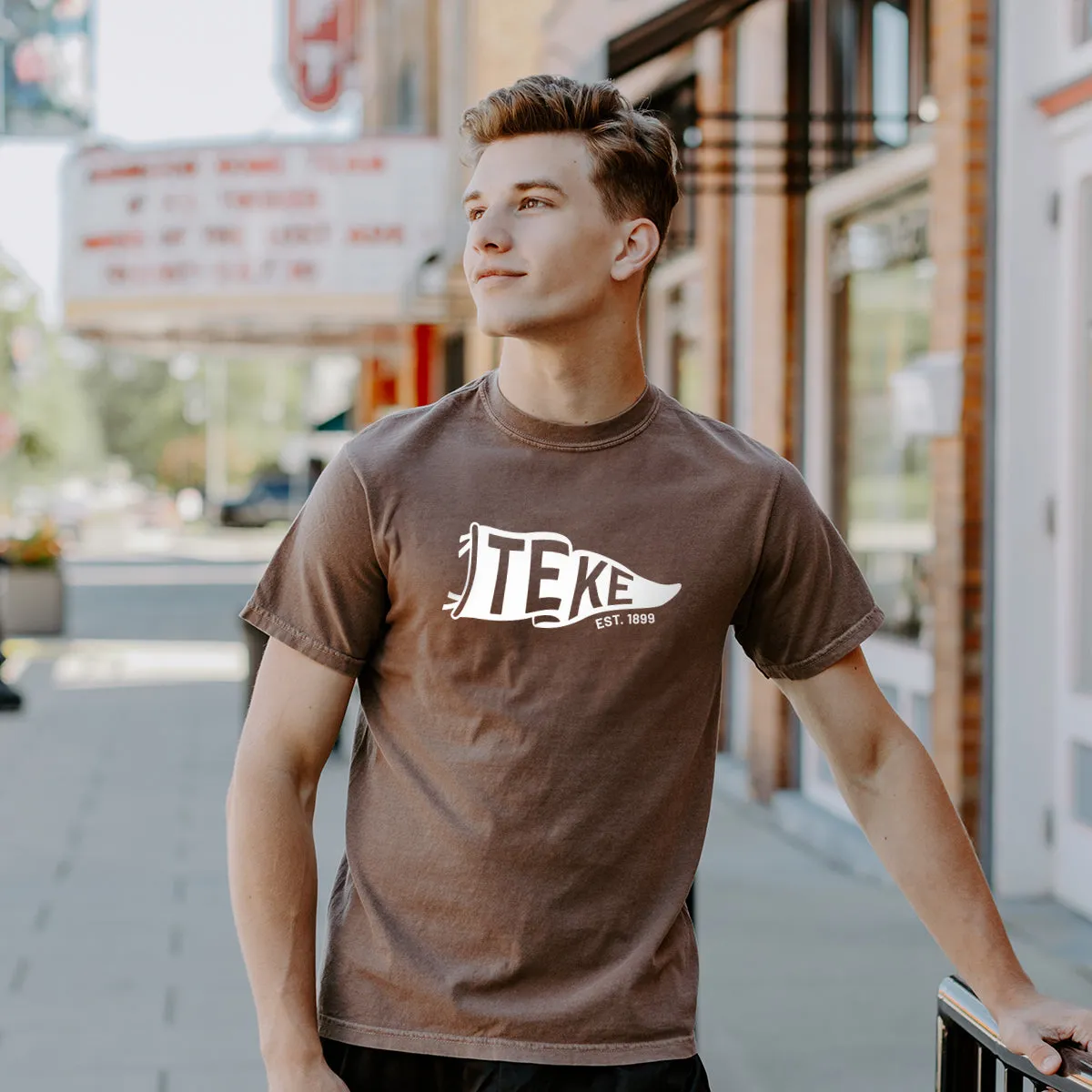 TKE Comfort Colors Brown Pennant Short Sleeve Tee