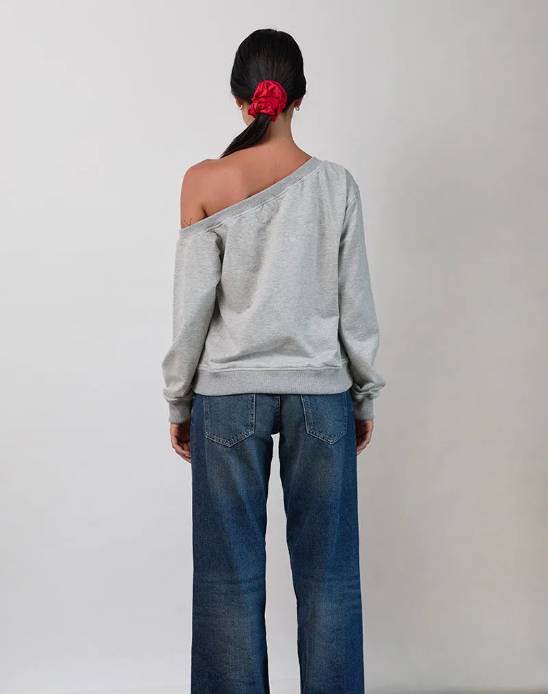 Toria Sweatshirt in Grey Marl with I Love WFH Graphic