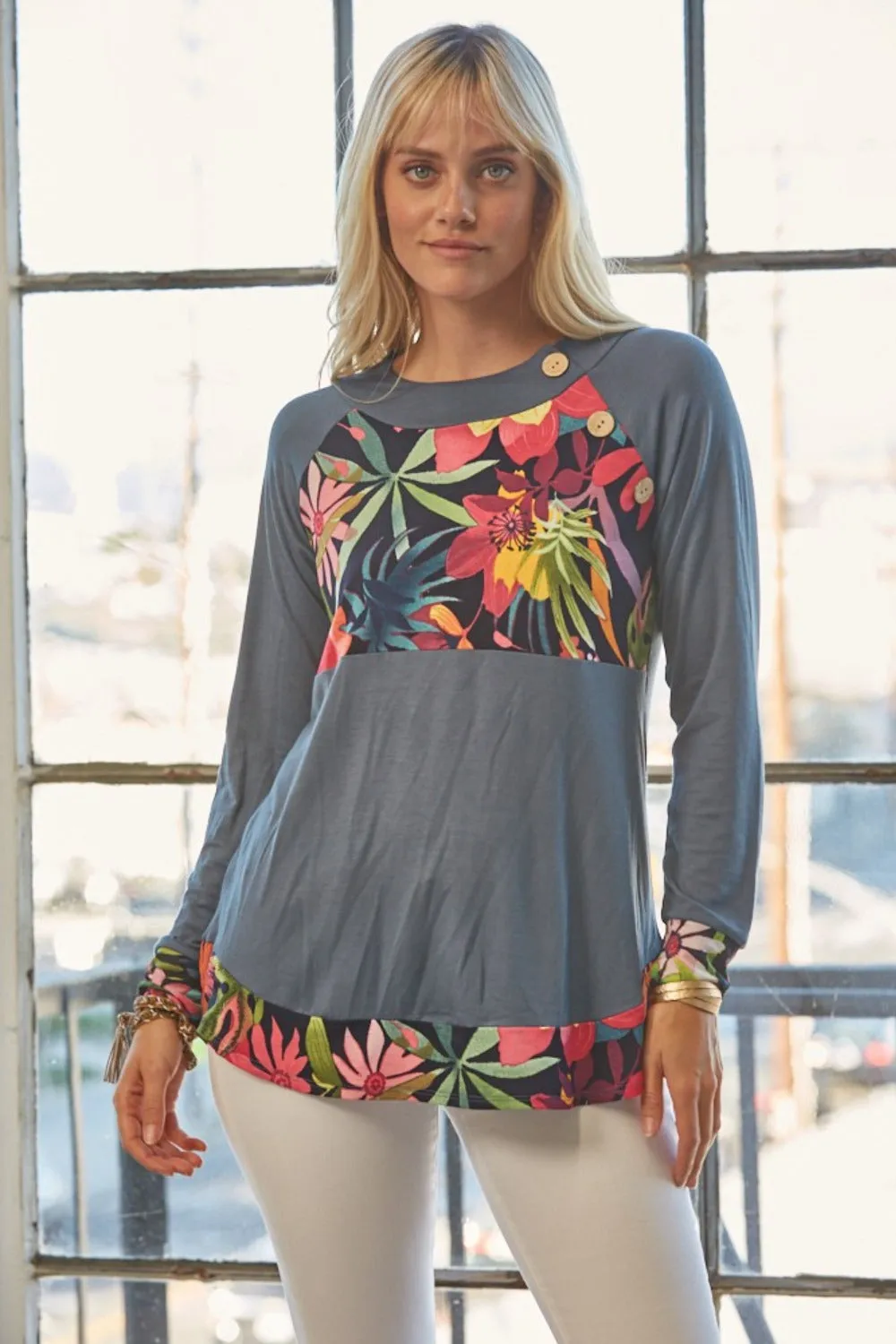 Tropical Print Long Sleeve T-Shirt