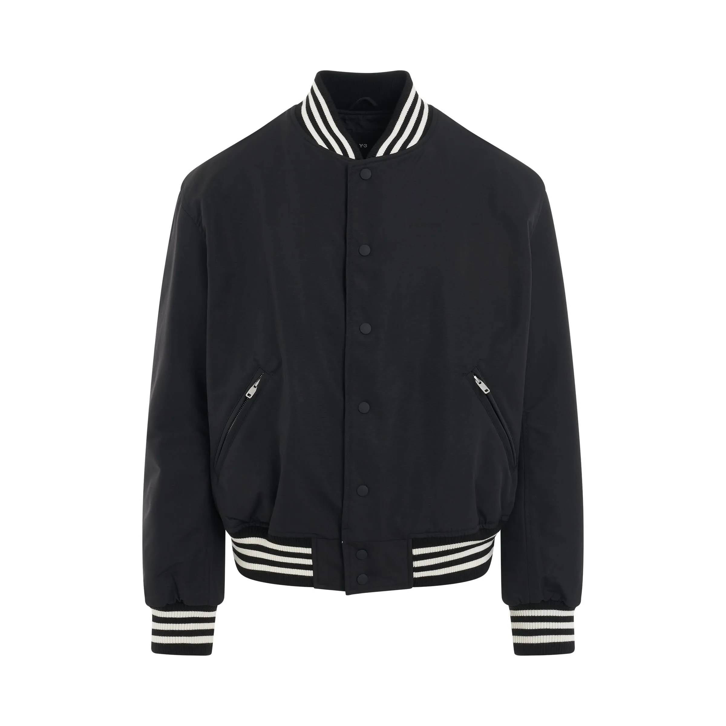 Varsity Team Jacket in Black/Off White