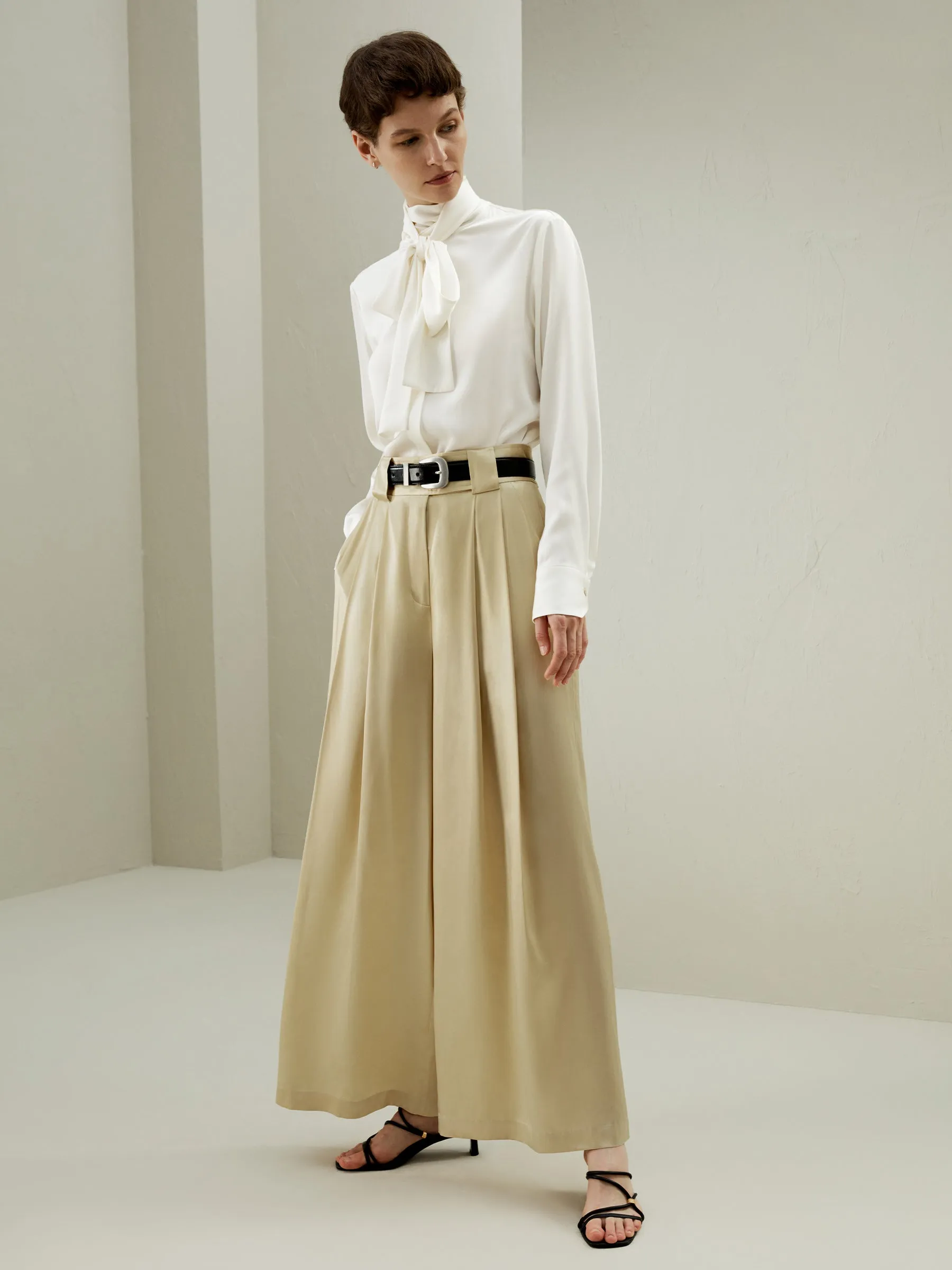 Watershine Silk Wide-Leg Pant