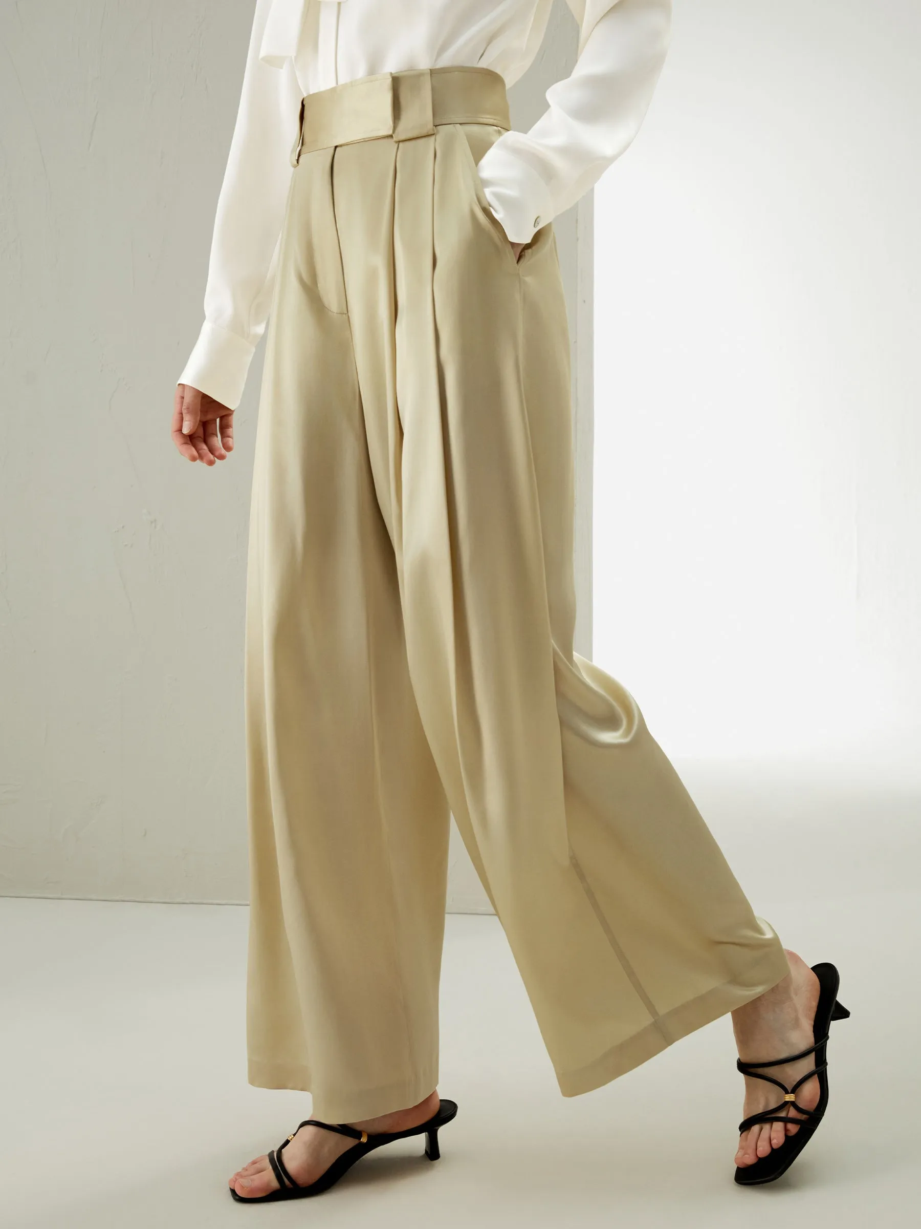 Watershine Silk Wide-Leg Pant