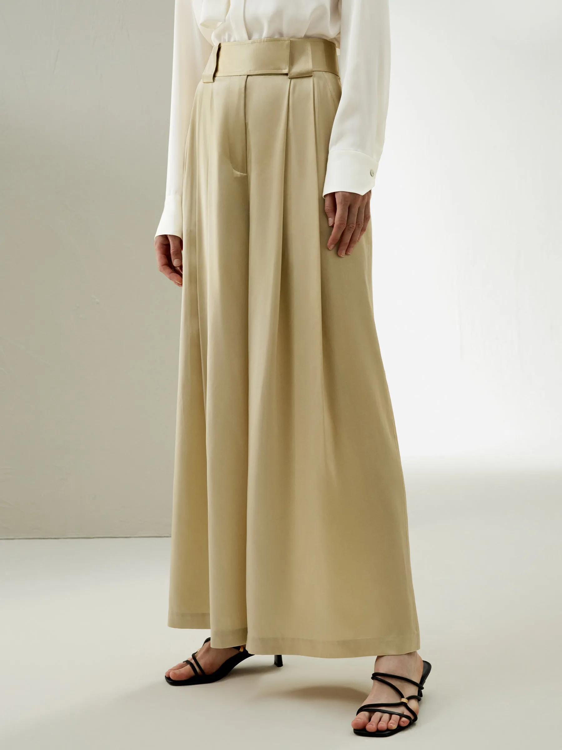 Watershine Silk Wide-Leg Pant