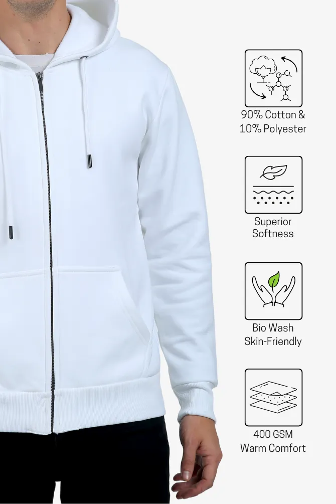 White Zip Hoodie for men