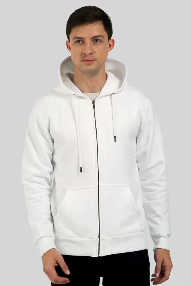 White Zip Hoodie for men