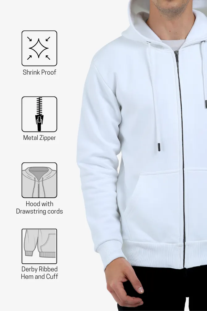 White Zip Hoodie for men