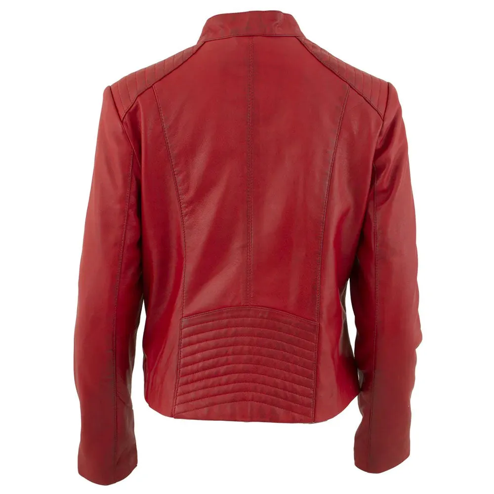 Women RAF B3 Sheepskin Red Biker Leather Jacket