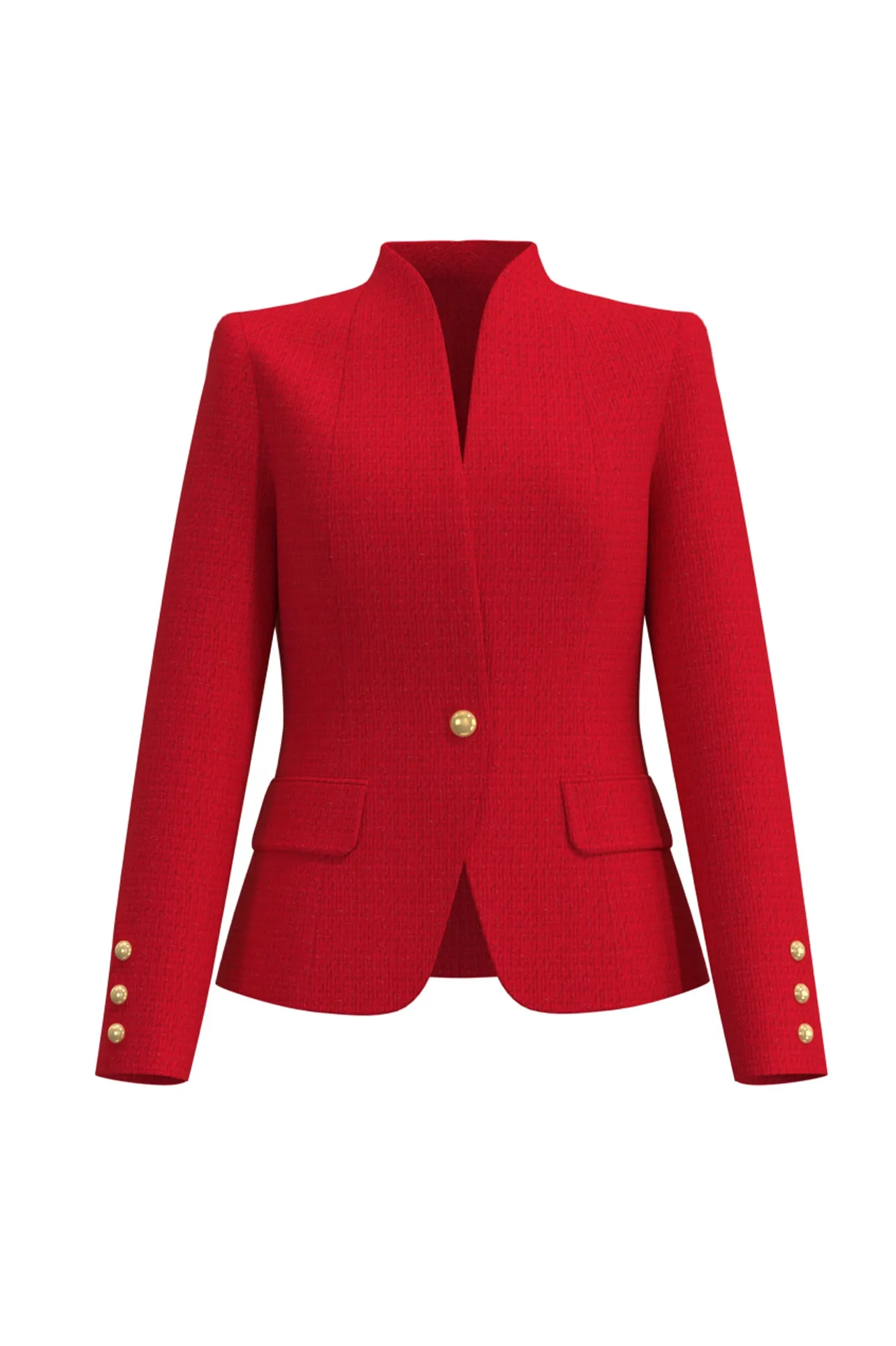 WOOL BLEND TWEED JACKET IN RED