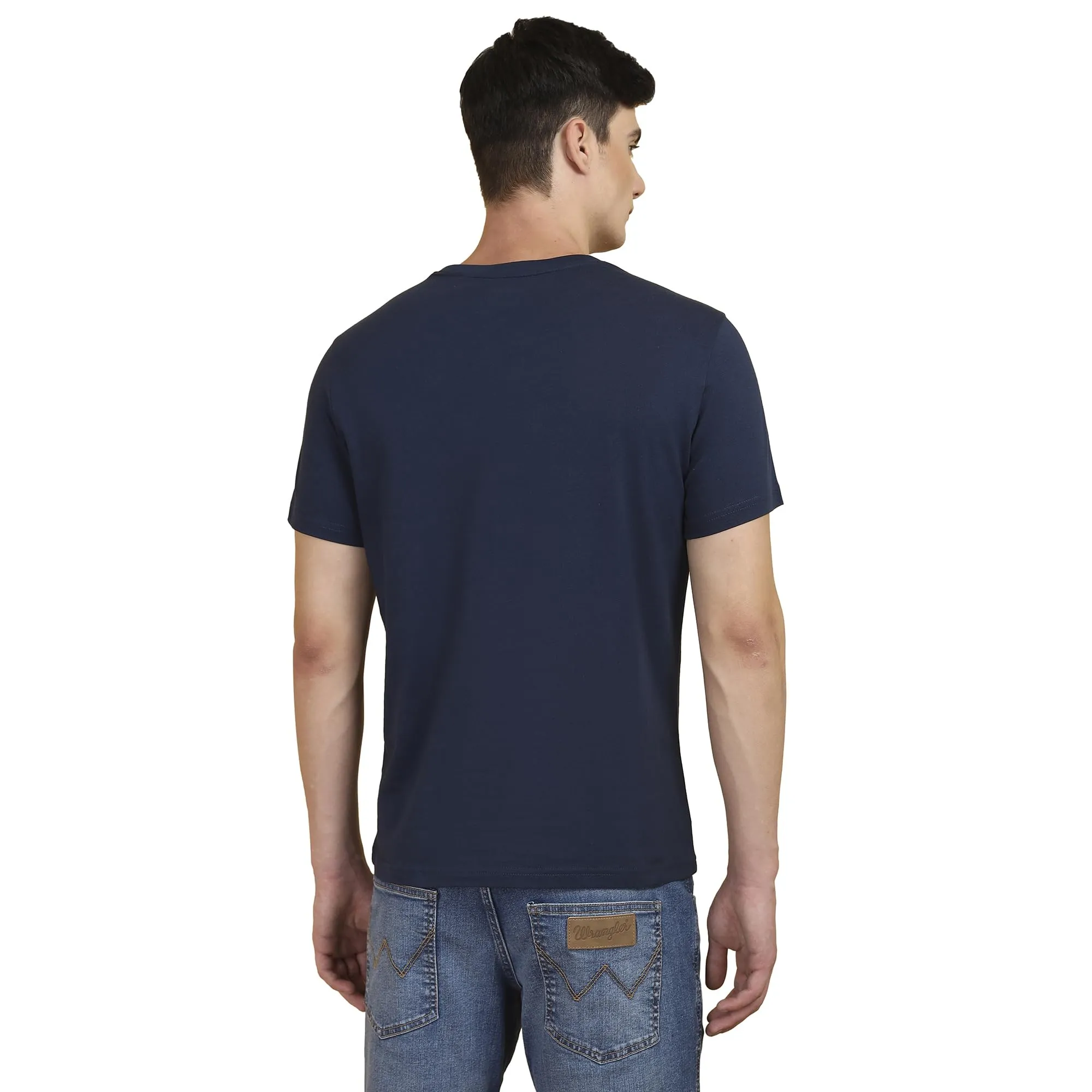 Wrangler Men's Regular Fit T-Shirt (WMTS006314_Blue