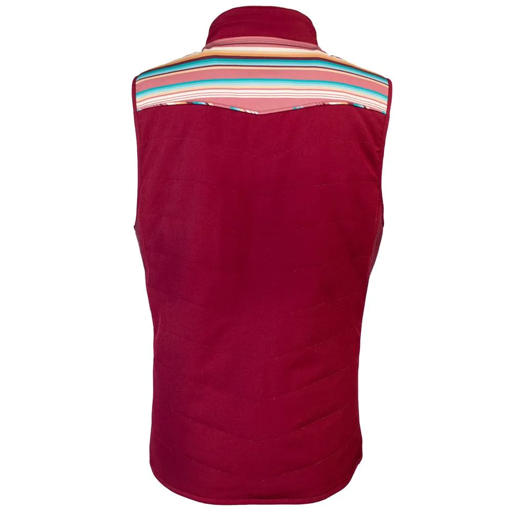 Youth "Hooey Girls Packable Vest" Burgundy w/Stripe Detailing